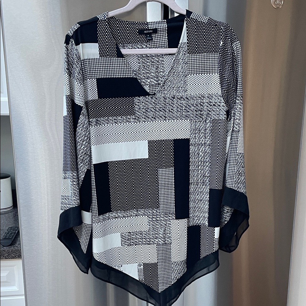 Alfani Monochrome Patchwork Blouse - image 1